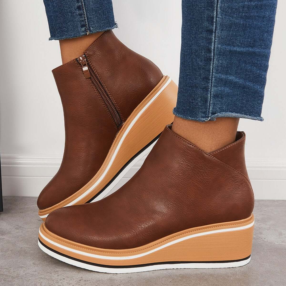 Ashford | Eliza – Women’s Ankle Boots with Zip & Platform – Synthetic Leather