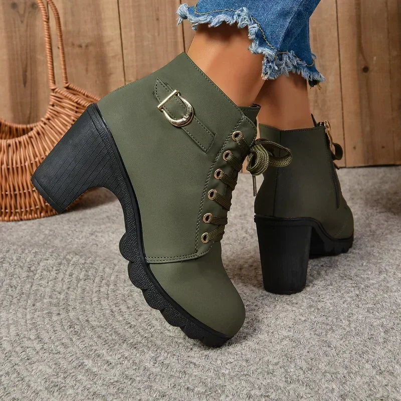 Ashford | Embla – Women’s Lace-Up Ankle Boots with High Heel in Synthetic Leather