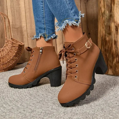 Ashford | Embla – Women’s Lace-Up Ankle Boots with High Heel in Synthetic Leather