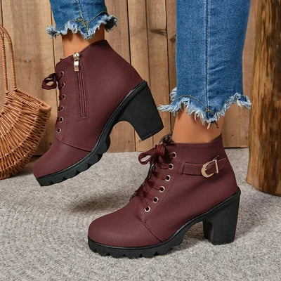 Ashford | Embla – Women’s Lace-Up Ankle Boots with High Heel in Synthetic Leather