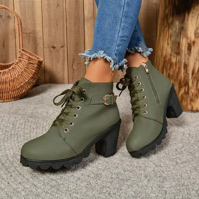Ashford | Embla – Women’s Lace-Up Ankle Boots with High Heel in Synthetic Leather