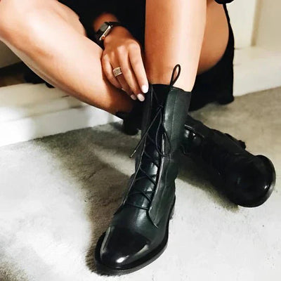 Ashford | Emilia – Women’s Lace-Up Leather Mid-Calf Boots with Streamlined Fit