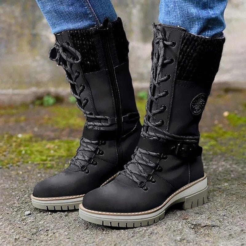 Ashford | Erin – Women’s Mid-Calf Boots with Knit Trim and Zip Closure