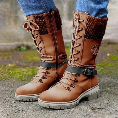 Ashford | Erin – Women’s Mid-Calf Boots with Knit Trim and Zip Closure