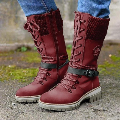 Ashford | Erin – Women’s Mid-Calf Boots with Knit Trim and Zip Closure