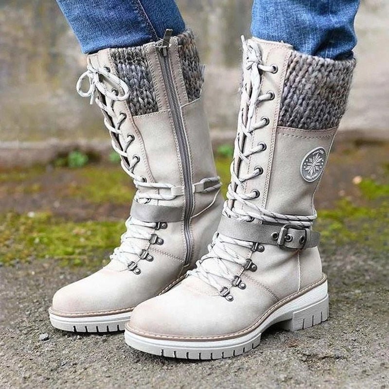 Ashford | Erin – Women’s Mid-Calf Boots with Knit Trim and Zip Closure