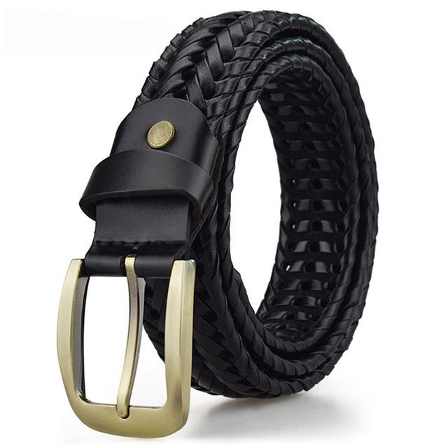 Ashford | Gilles – Men’s Braided Leather Belt – Adjustable Fit – Polished Metal Buckle - Ashford London Clothing