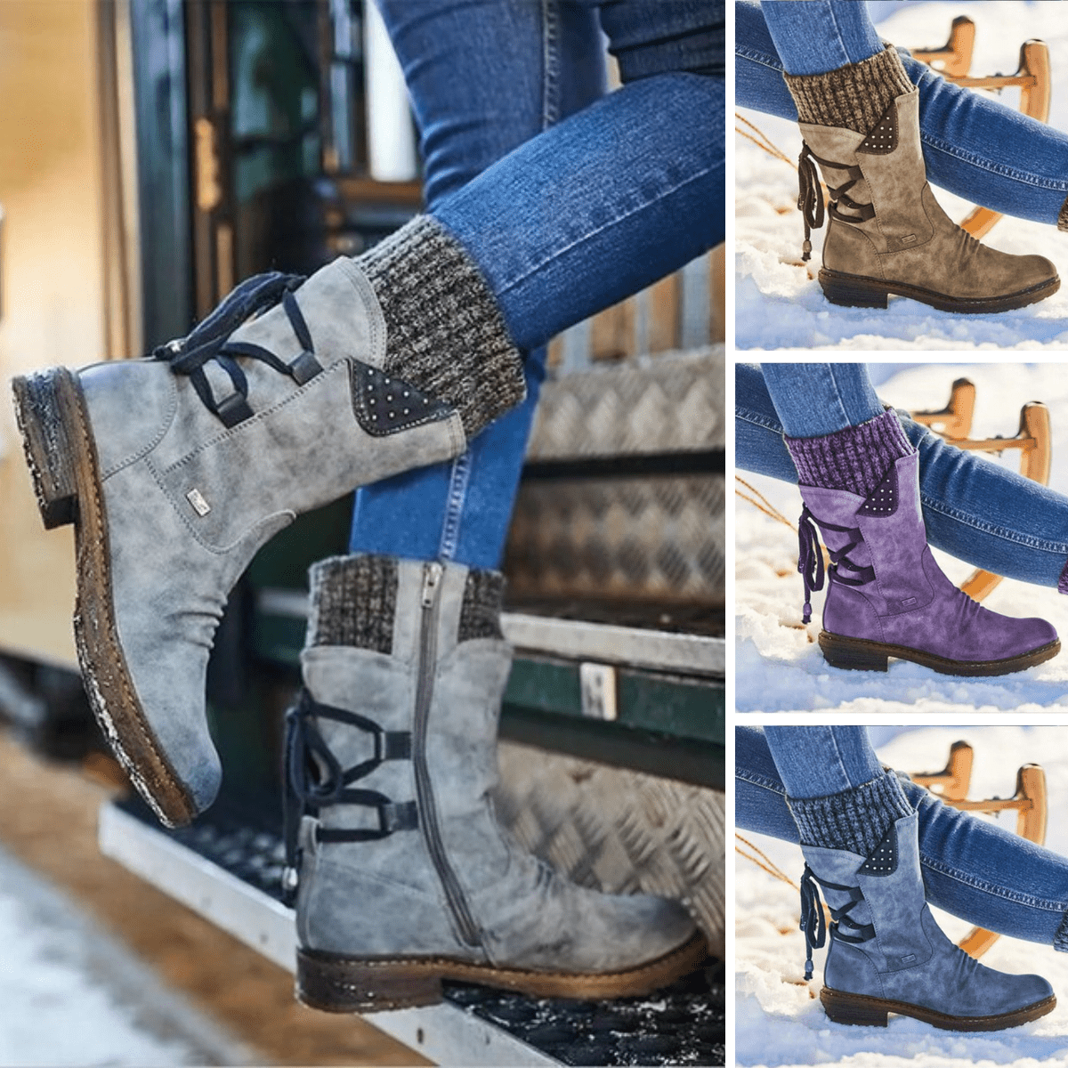 Ashford | Ingrid – Women’s Casual Calf Boots with Side Zipper and Low Heel