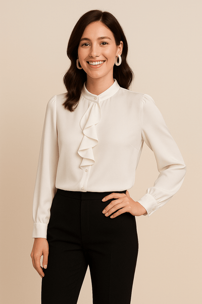 Ashford | Jeanette Ruffle Blouse – Light & Feminine - Ashford London Clothing