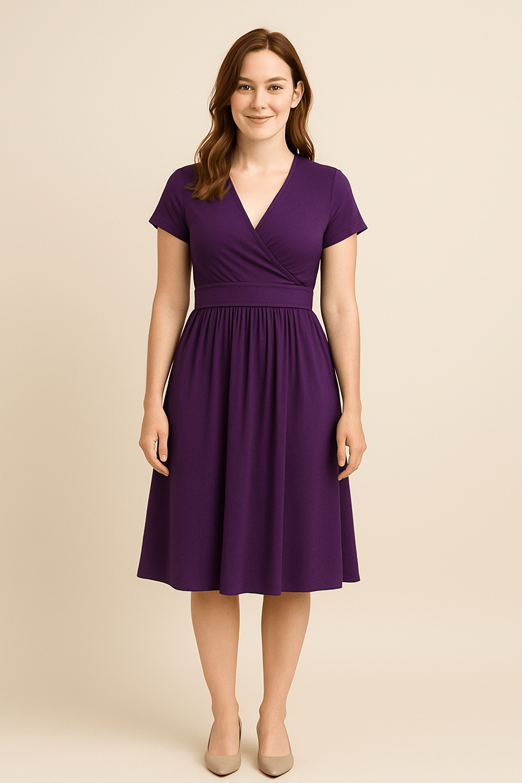 Ashford | Juliet V - Neck Short Sleeve Midi Swing Dress with Pockets - Ashford London Clothing