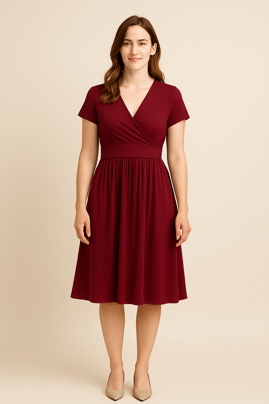 Ashford | Juliet V - Neck Short Sleeve Midi Swing Dress with Pockets - Ashford London Clothing