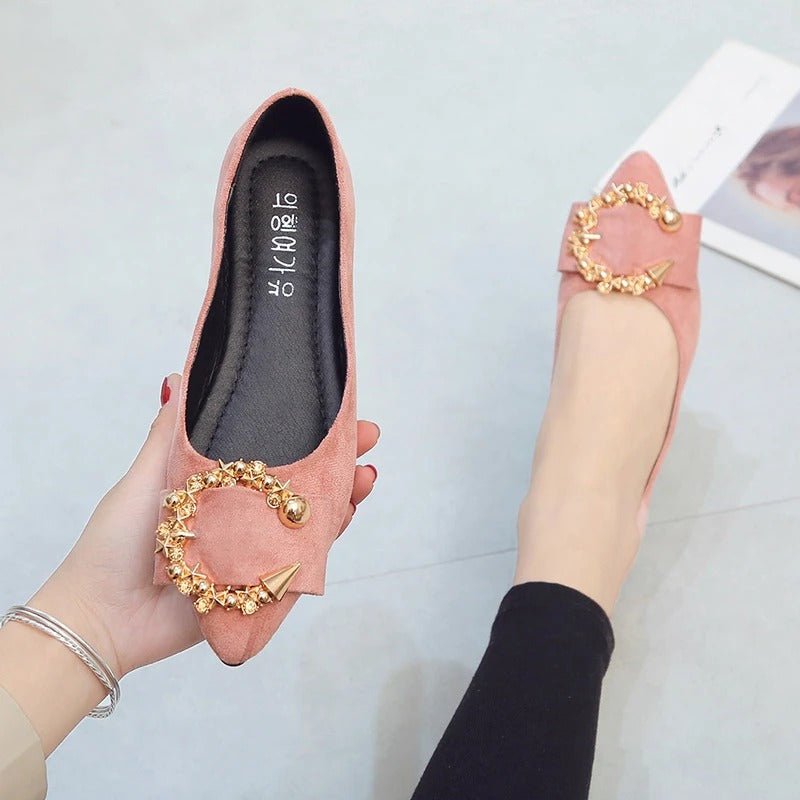 Ashford | Léonie Women’s Pointed Flats – Embellished Buckle – Slip - On – Soft Fit - Ashford London Clothing