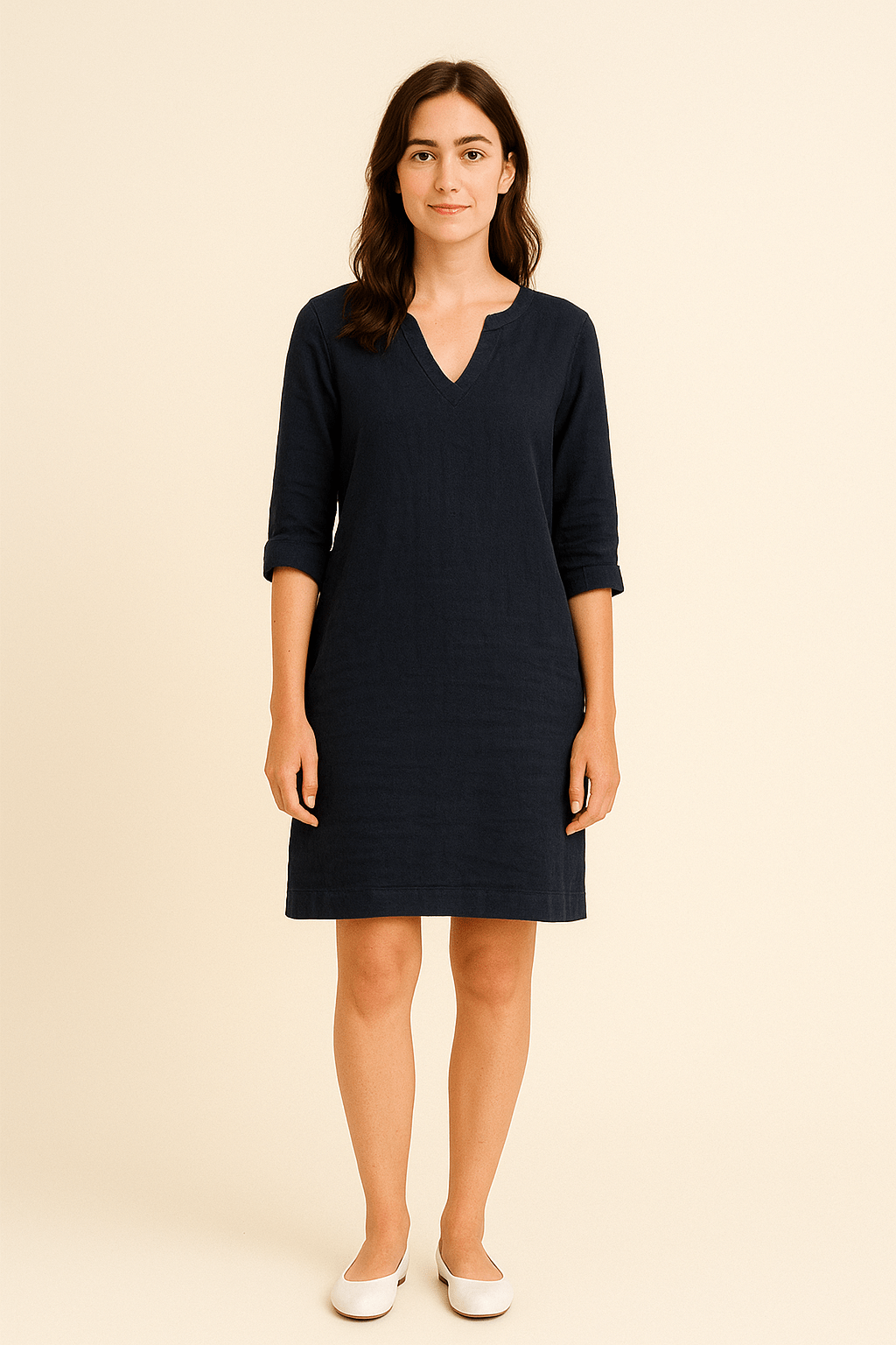 Ashford | Linen Style V - Neck Summer Dress with Relaxed Fit - Ashford London Clothing