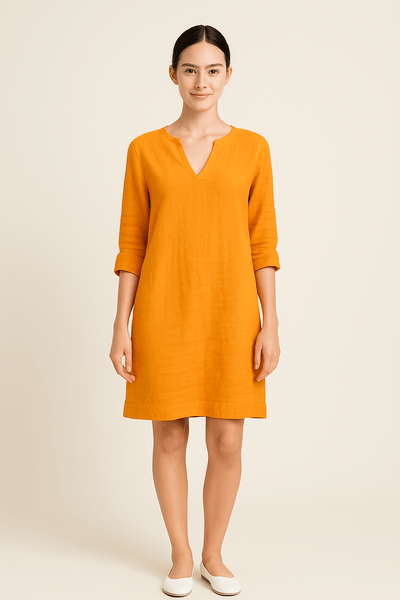 Ashford | Linen Style V - Neck Summer Dress with Relaxed Fit - Ashford London Clothing