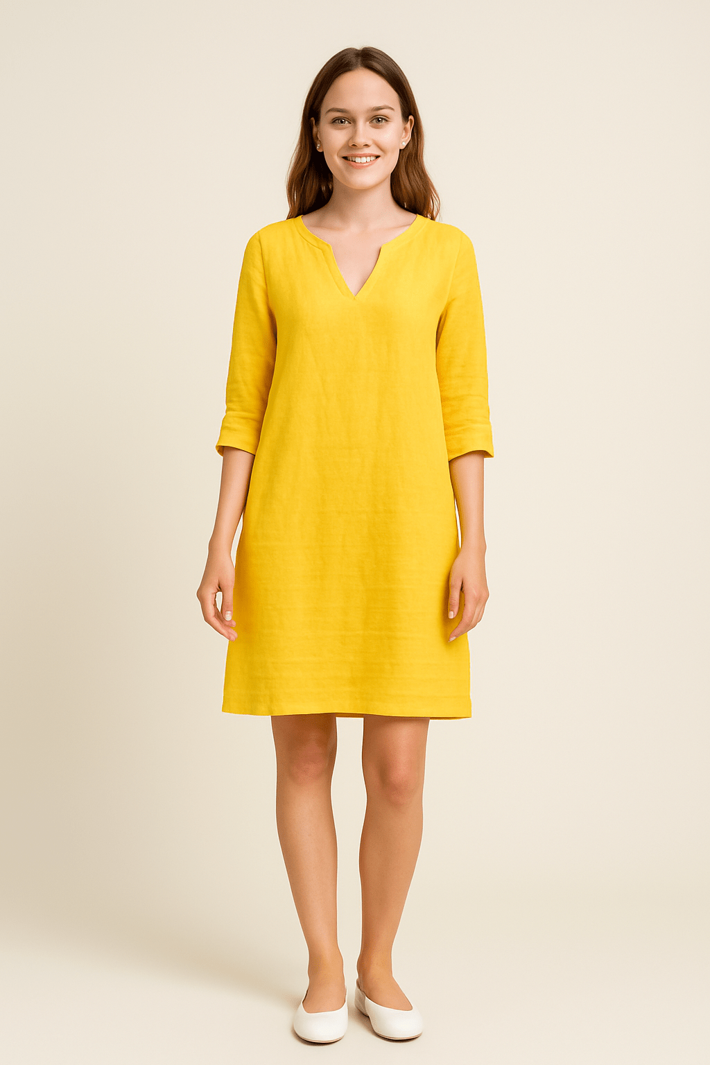 Ashford | Linen Style V - Neck Summer Dress with Relaxed Fit - Ashford London Clothing