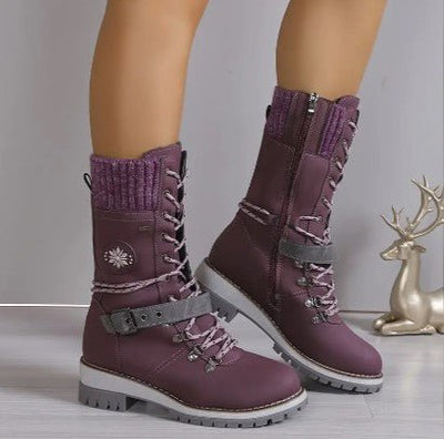 Ashford | Linnea – Women’s High-Top Lace-Up Winter Boots with Knitted Cuff & Rugged Sole