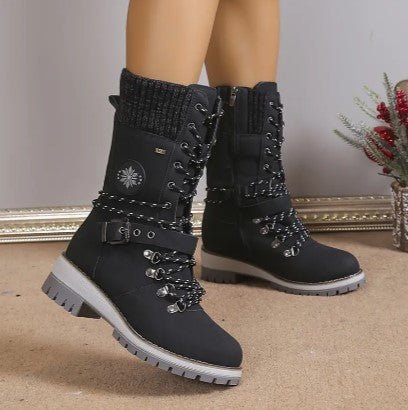 Ashford | Linnea – Women’s High-Top Lace-Up Winter Boots with Knitted Cuff & Rugged Sole