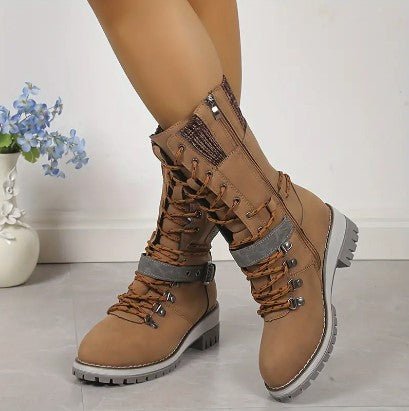 Ashford | Linnea – Women’s High-Top Lace-Up Winter Boots with Knitted Cuff & Rugged Sole