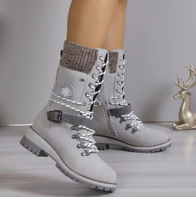Ashford | Linnea – Women’s High-Top Lace-Up Winter Boots with Knitted Cuff & Rugged Sole