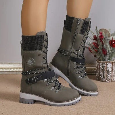 Ashford | Linnea – Women’s High-Top Lace-Up Winter Boots with Knitted Cuff & Rugged Sole