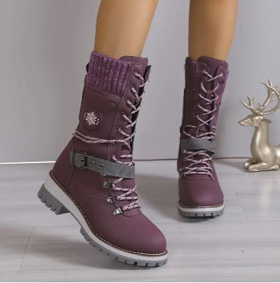 Ashford | Linnea – Women’s High-Top Lace-Up Winter Boots with Knitted Cuff & Rugged Sole