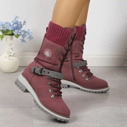 Ashford | Linnea – Women’s High-Top Lace-Up Winter Boots with Knitted Cuff & Rugged Sole
