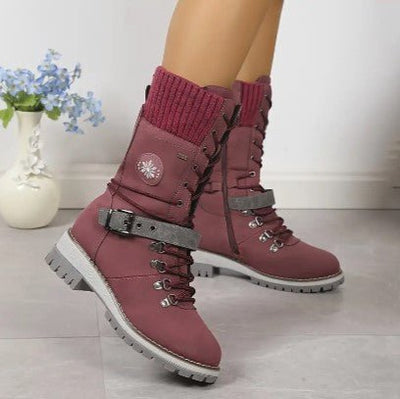 Ashford | Linnea – Women’s High-Top Lace-Up Winter Boots with Knitted Cuff & Rugged Sole