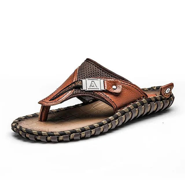 Ashford | Marcel – Men’s Flip - Flops – Strap – Textured Footbed – Flat Sole Casual Comfort - Ashford London Clothing