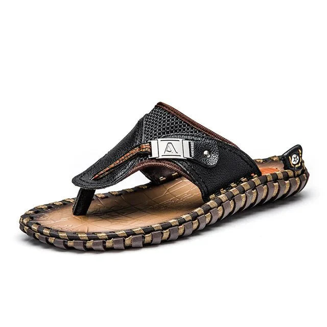Ashford | Marcel – Men’s Flip - Flops – Strap – Textured Footbed – Flat Sole Casual Comfort - Ashford London Clothing