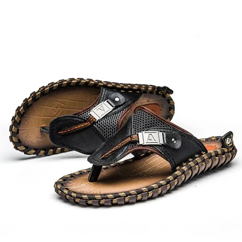 Ashford | Marcel – Men’s Flip - Flops – Strap – Textured Footbed – Flat Sole Casual Comfort - Ashford London Clothing
