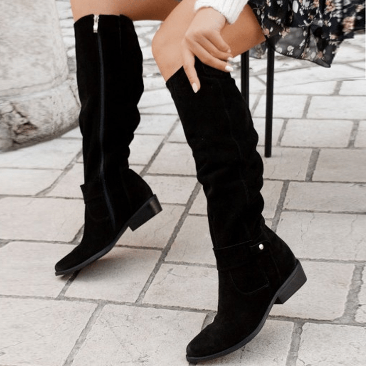 Ashford | Maren – Women’s Knee-High Suede Boots with Side Zip & Cushioned Insole