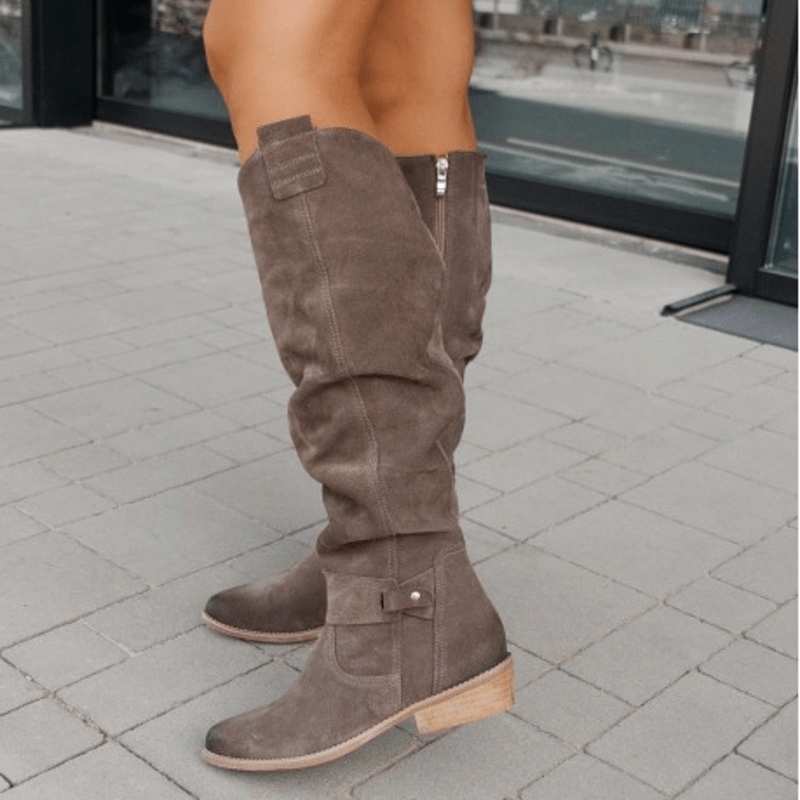 Ashford | Maren – Women’s Knee-High Suede Boots with Side Zip & Cushioned Insole