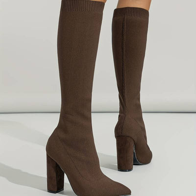 Ashford | Mirella – Women’s Knee-High Sock Boots with Stretch Knit & Block Heel