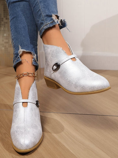 Ashford | Mireya – Women’s Suede-Look Ankle Boots with Buckle Strap & Pointed Toe