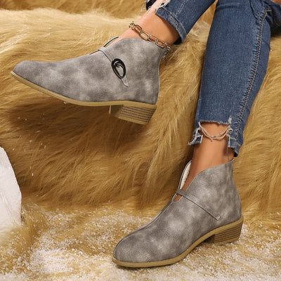 Ashford | Mireya – Women’s Suede-Look Ankle Boots with Buckle Strap & Pointed Toe