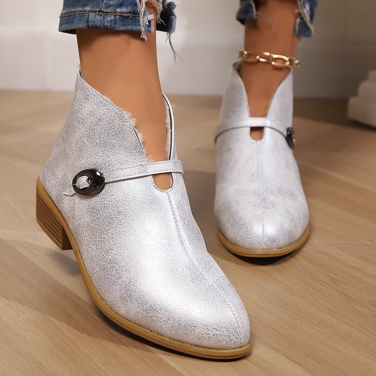 Ashford | Mireya – Women’s Suede-Look Ankle Boots with Buckle Strap & Pointed Toe