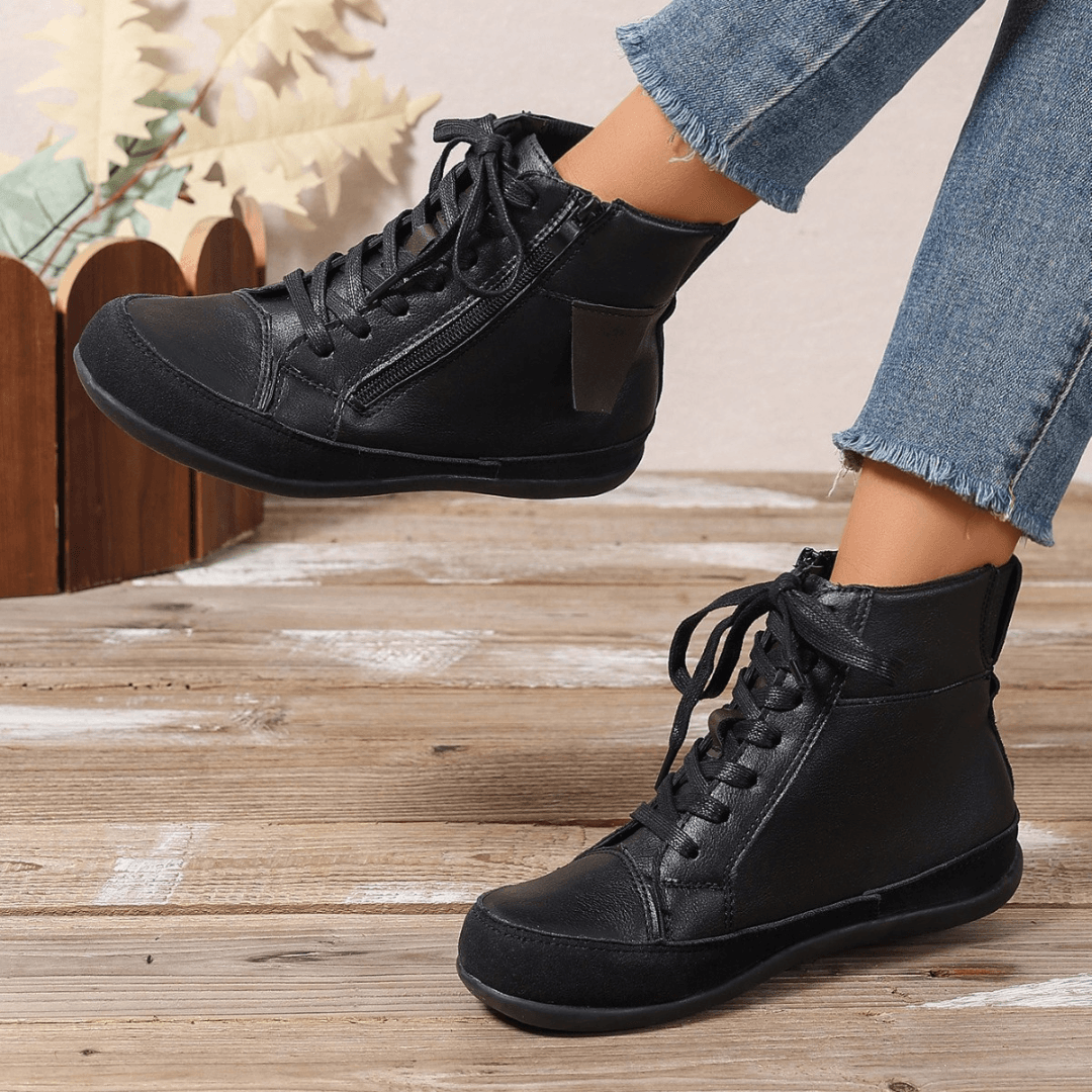 Ashford | Miriam – Women’s Leather Ankle Boots with Side Zipper & Round Toe