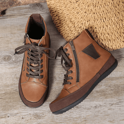 Ashford | Miriam – Women’s Leather Ankle Boots with Side Zipper & Round Toe