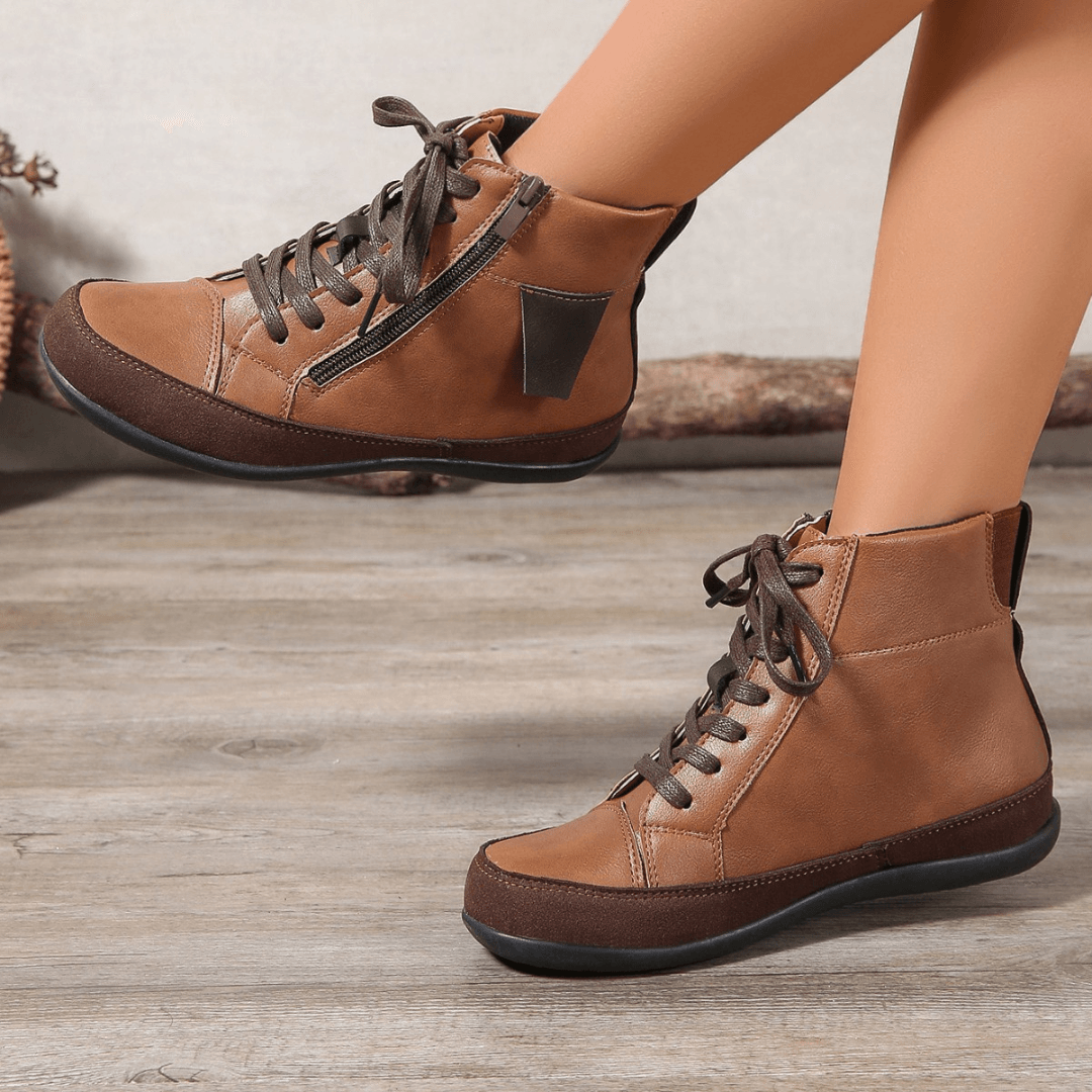Ashford | Miriam – Women’s Leather Ankle Boots with Side Zipper & Round Toe