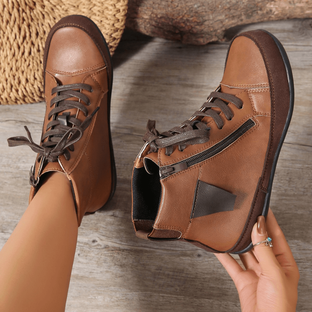 Ashford | Miriam – Women’s Leather Ankle Boots with Side Zipper & Round Toe