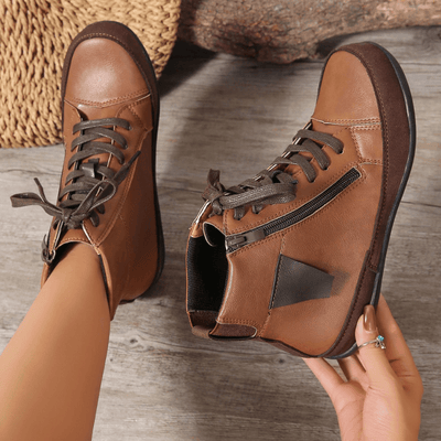 Ashford | Miriam – Women’s Leather Ankle Boots with Side Zipper & Round Toe
