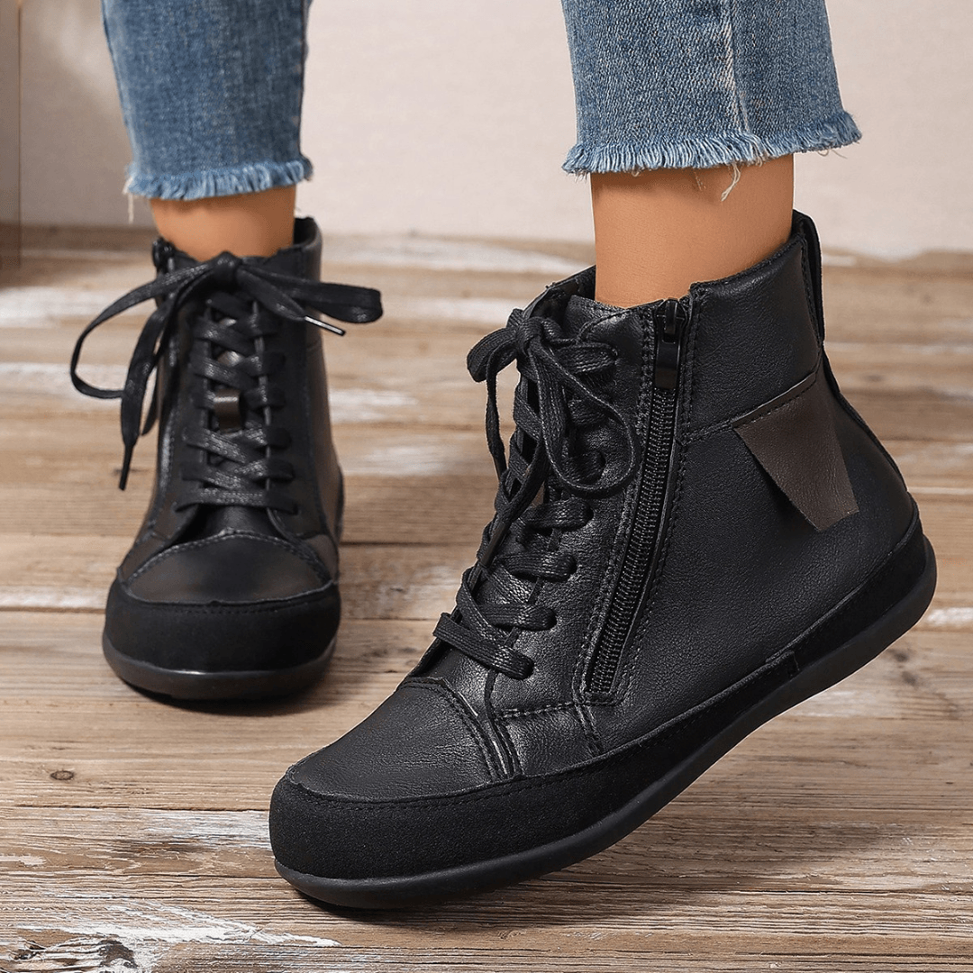 Ashford | Miriam – Women’s Leather Ankle Boots with Side Zipper & Round Toe