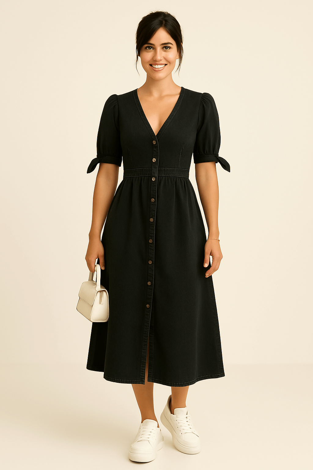 Ashford | Niamh Maxi Dress – Denim Elegance, Soft Stretch, Urban Grace - Ashford London Clothing
