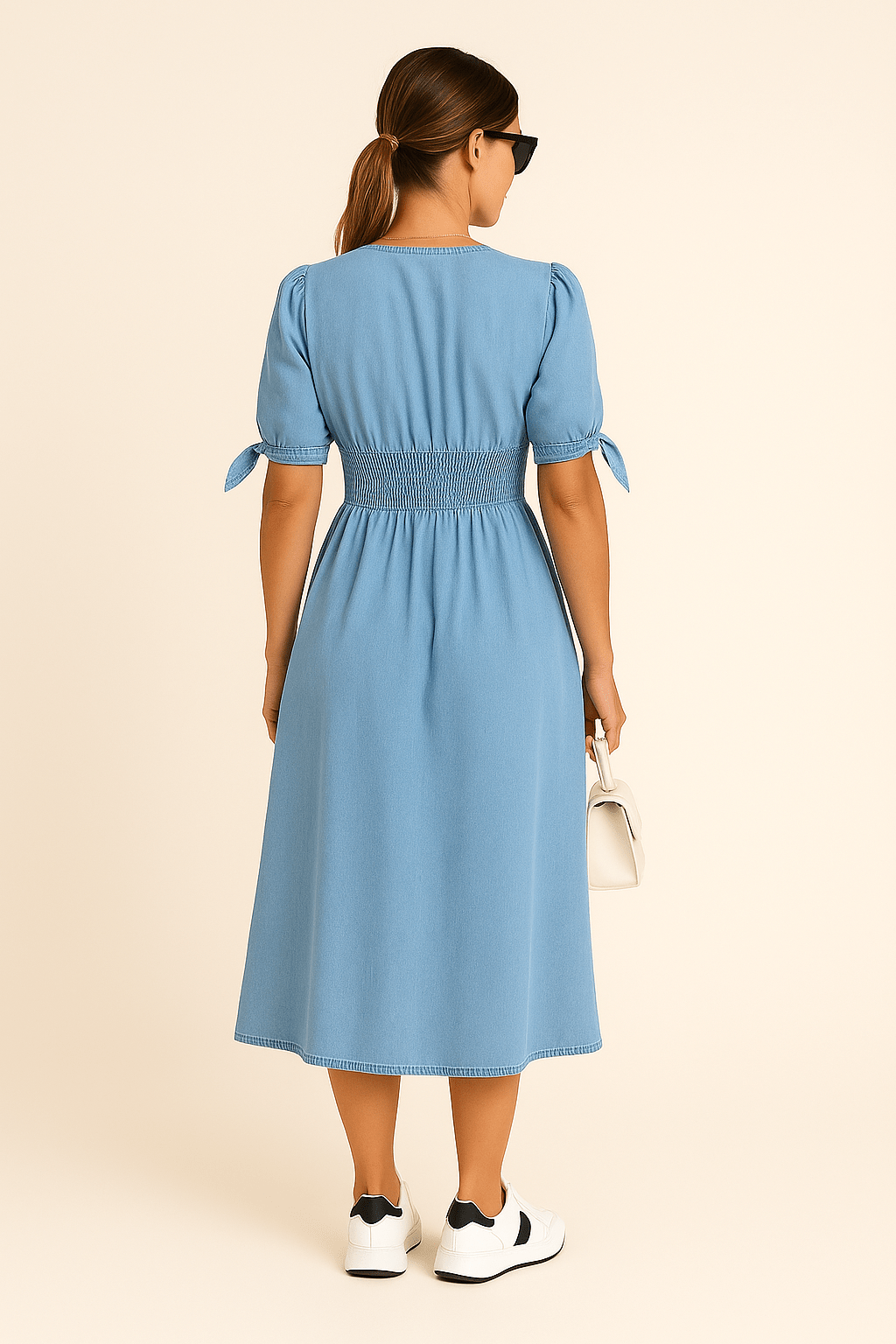 Ashford | Niamh Maxi Dress – Denim Elegance, Soft Stretch, Urban Grace - Ashford London Clothing