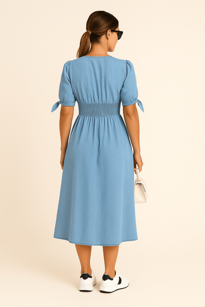 Ashford | Niamh Maxi Dress – Denim Elegance, Soft Stretch, Urban Grace - Ashford London Clothing