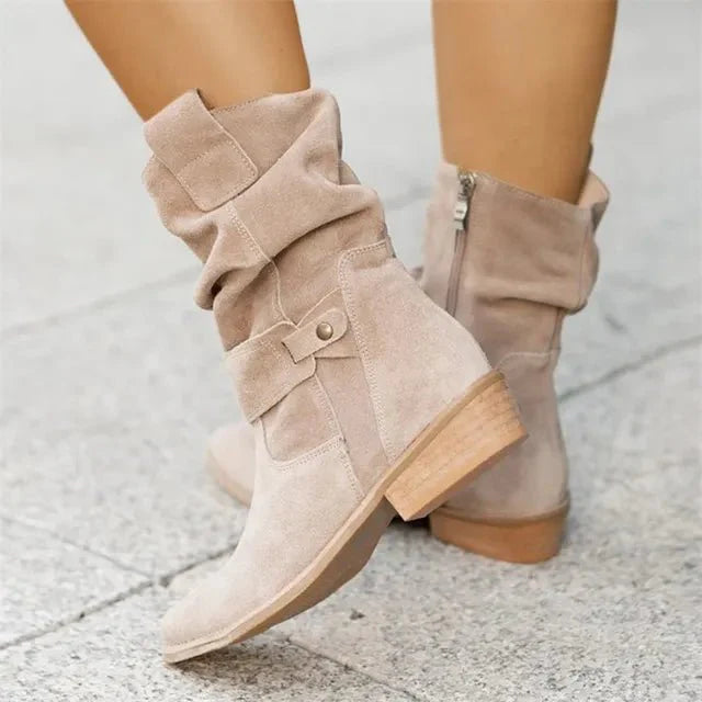 Ashford | Noelle – Women’s Low Heeled Faux Leather Ankle Boots with Side Zip