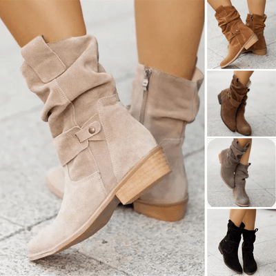 Ashford | Noelle – Women’s Low Heeled Faux Leather Ankle Boots with Side Zip