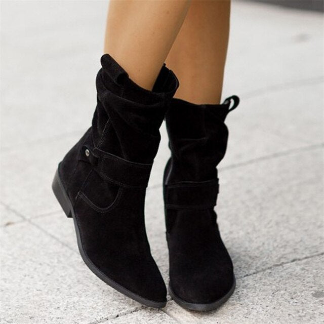 Ashford | Noelle – Women’s Low Heeled Faux Leather Ankle Boots with Side Zip