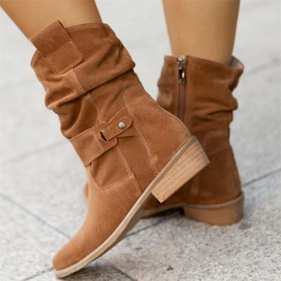 Ashford | Noelle – Women’s Low Heeled Faux Leather Ankle Boots with Side Zip