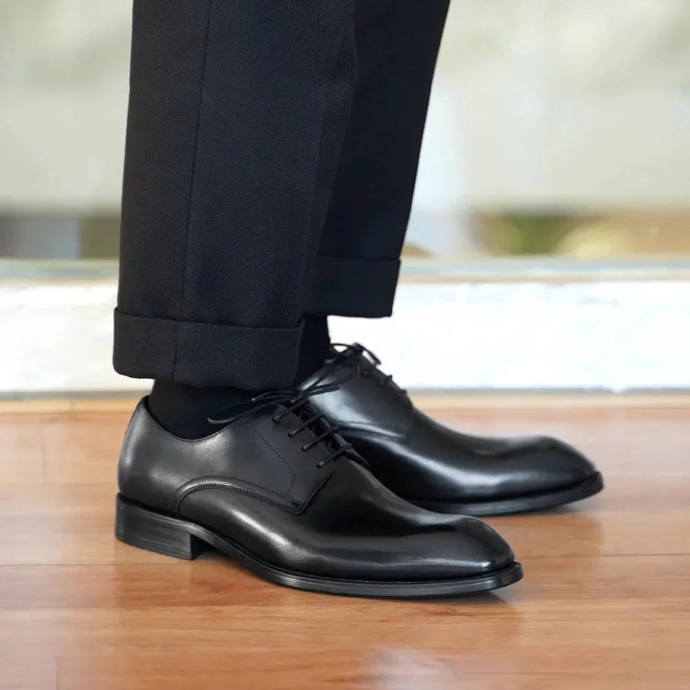 Ashford | Nolan Oxford Shoes – Closed Lacing PU Leather – Pointed Toe Formal Style - Ashford London Clothing